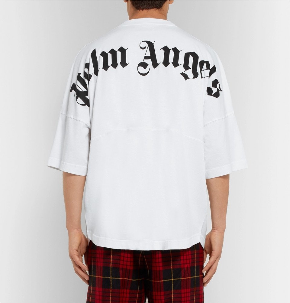 Palm Angels - Oversized Logo-Print Cotton-Jersey T-Shirt - White Palm Angels