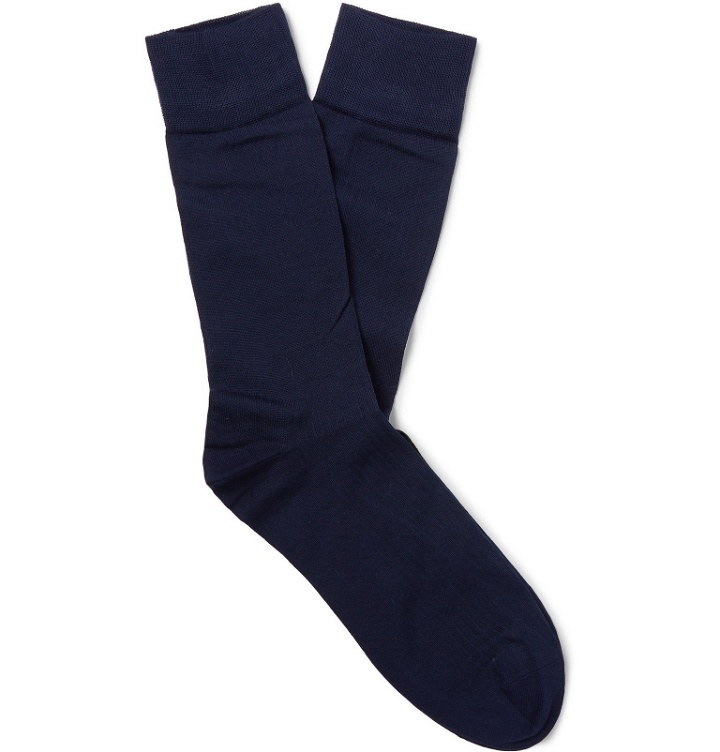 Photo: Corgi - Pembroke Mercerised Cotton-Blend Socks - Blue