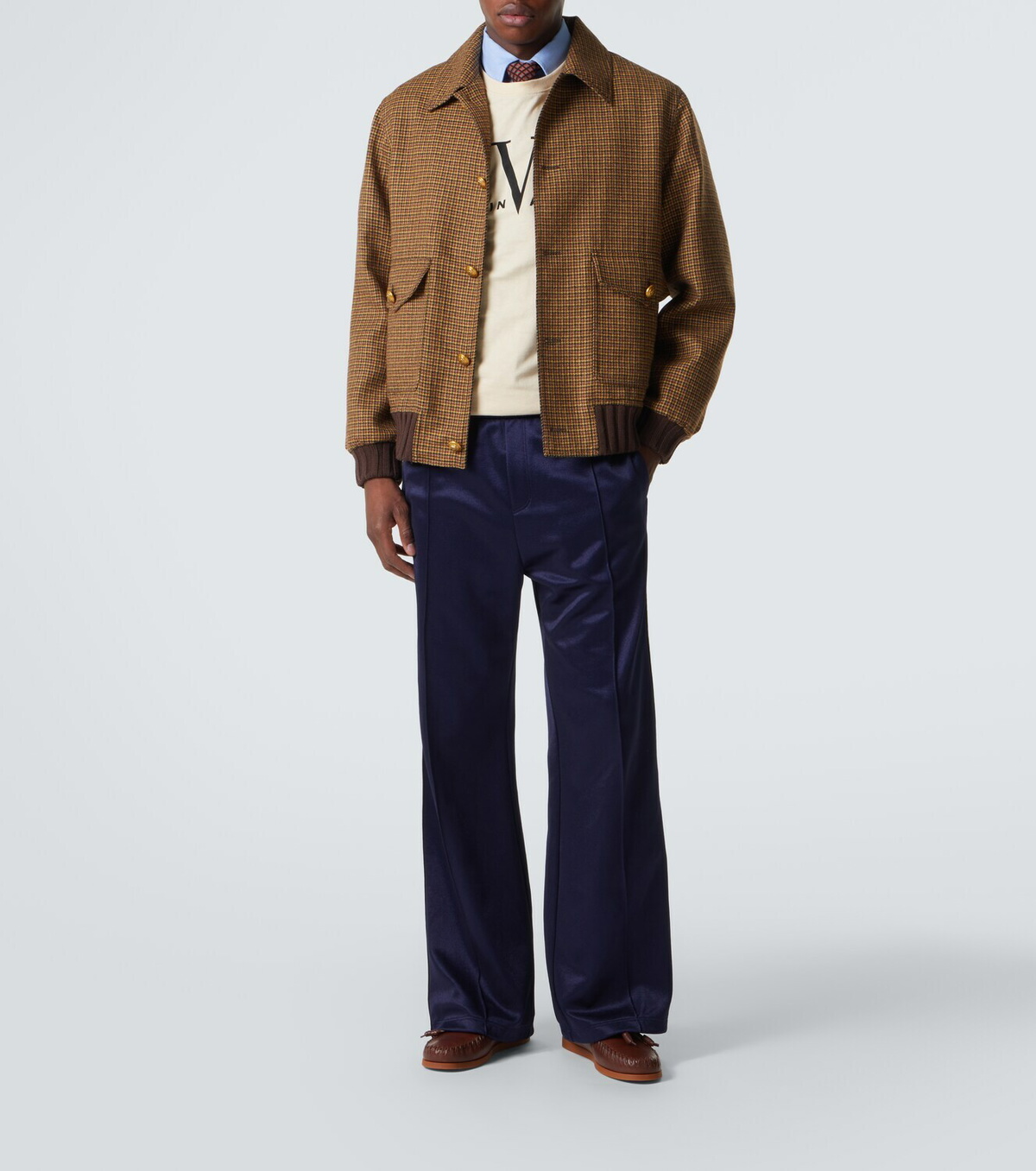 Valentino Houndstooth virgin wool bomber jacket