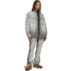 Off-White Gray Diagonal Embroidered Denim Military Overshirt