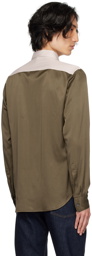 Dries Van Noten Gray & Khaki Embroidered Shirt