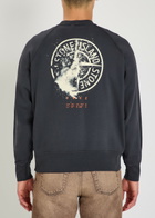 Stone Island Printed Cotton Sweatshirt Navy