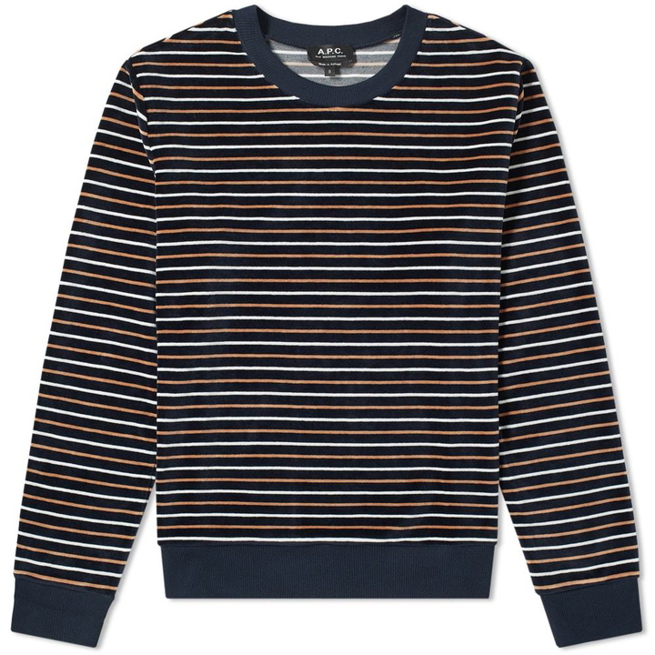 Photo: A.P.C. Boxy Stripe Crew Sweat Dark Navy