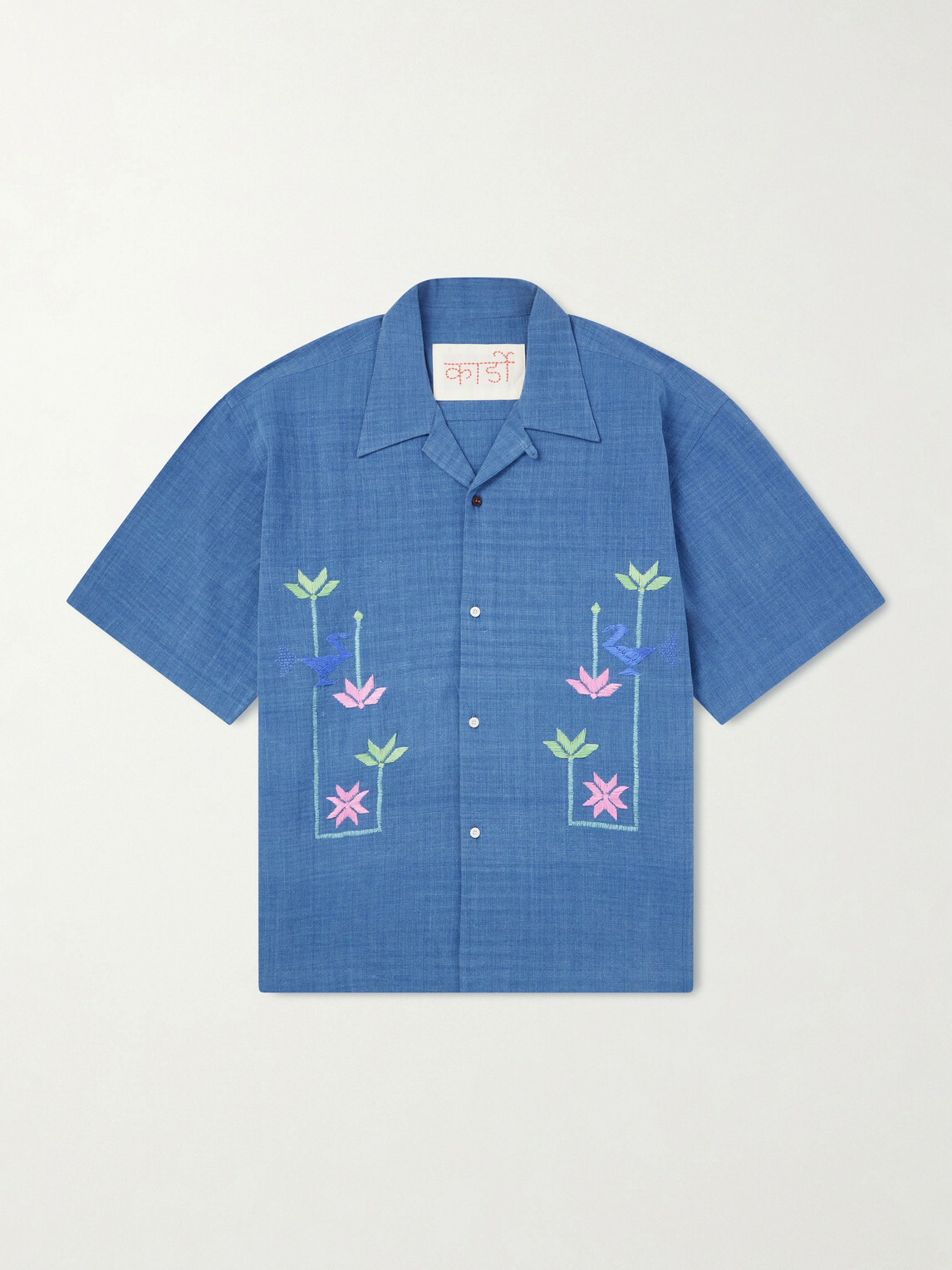 Kardo - Rohit Embroidered Cotton Shirt - Blue