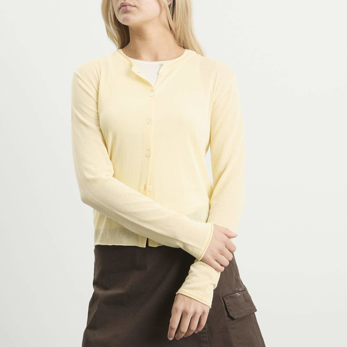 DUNST Women's Cardigan in Soft Yellow