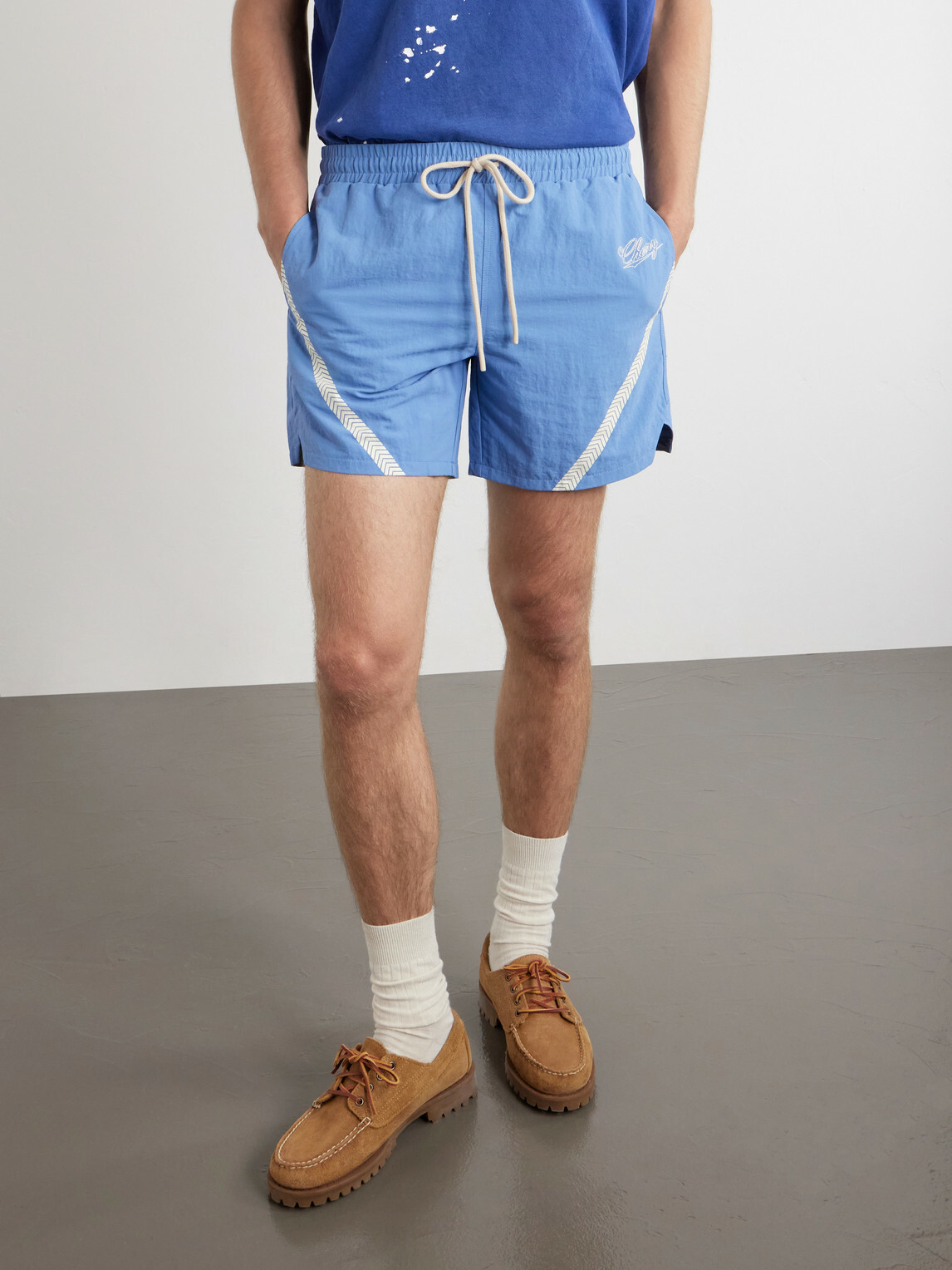 Cherry Los Angeles - Logo-Printed Woven Straight-Leg Shorts - Blue