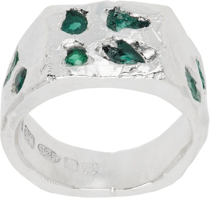 Photo: The Ouze Raw Emerald Scatter Signet Ring
