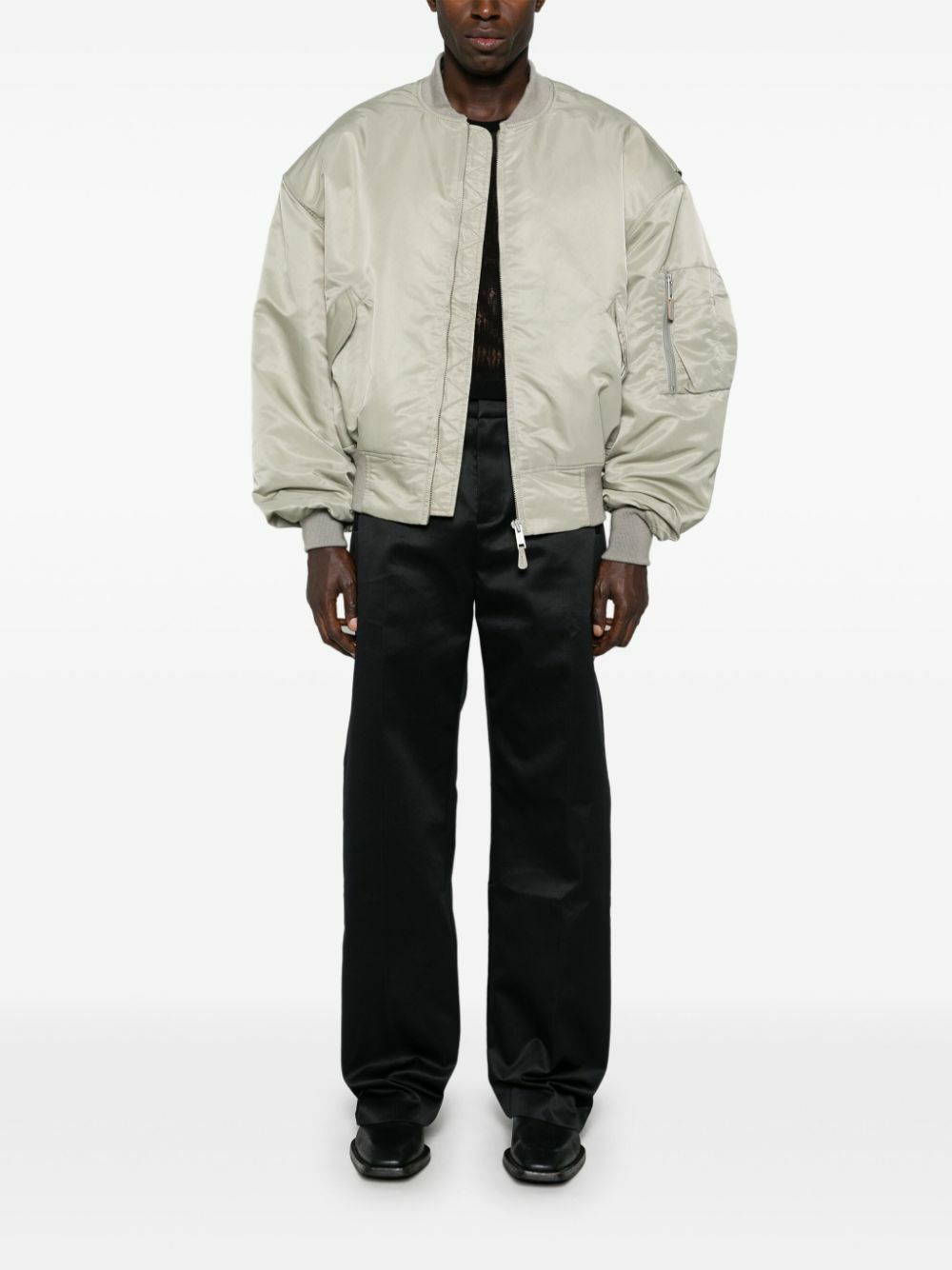 ENTIRE STUDIOS Grey Satin Bomber Jacket