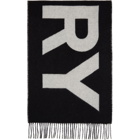 Burberry Black and White Cashmere Mega Check Logo Scarf