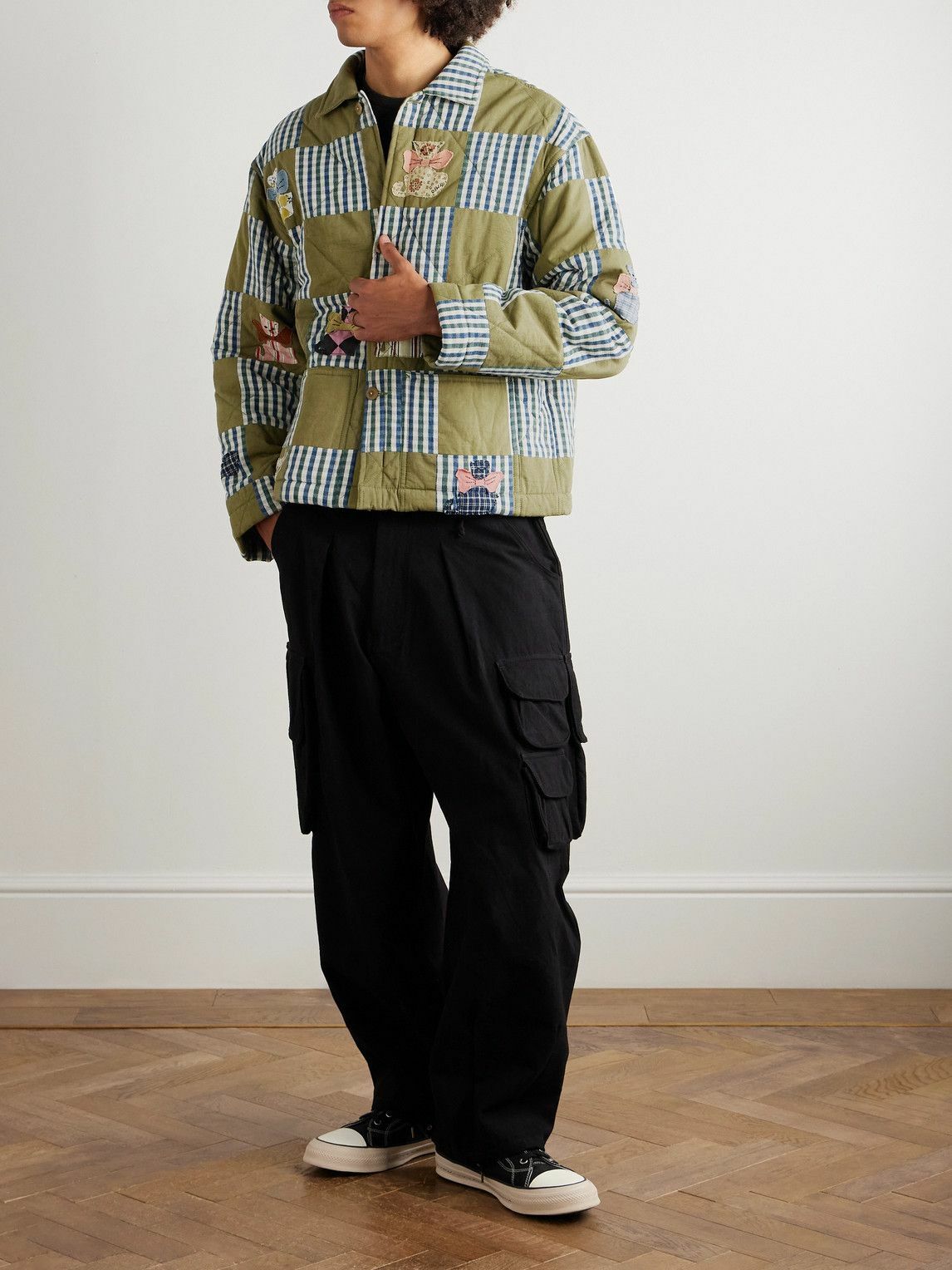 Story mfg. - Short on Time Patchwork Organic Cotton Jacket - Green