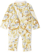 Versace Baby White & Yellow Polo Collar Bodysuit