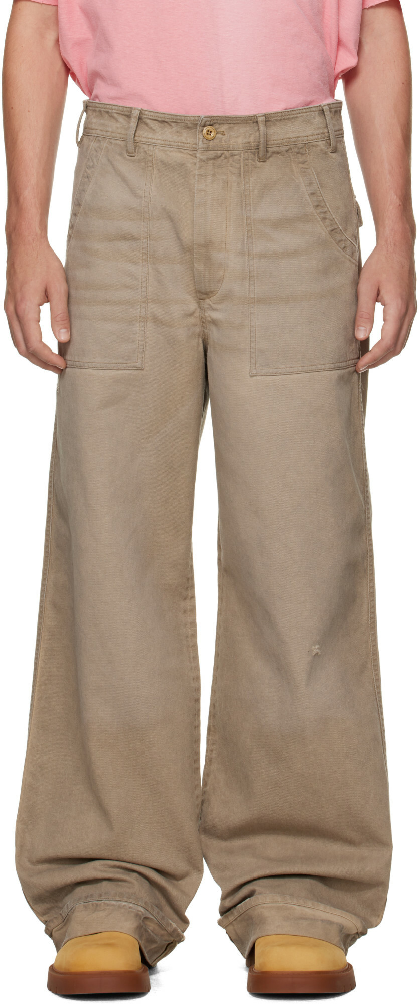 Acne Studios Beige Stained Twill Trousers
