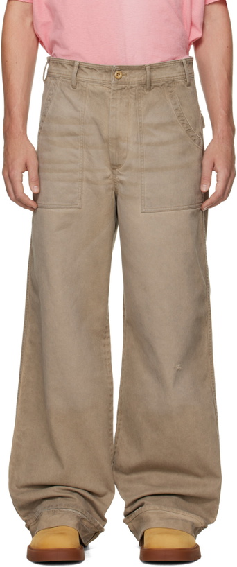 Photo: Acne Studios Beige Stained Twill Trousers
