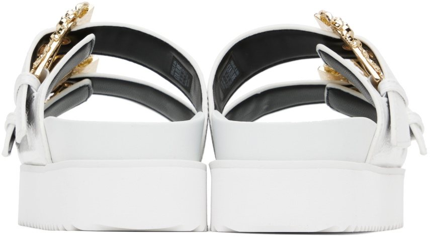 ★Versace Jeans Couture★ ホワイト Buckle Arizona サンダル Versace Jeans Couture White Arizona Flat Sandals Versace