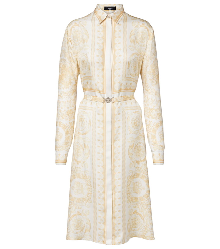 Photo: Versace Barocco silk twill shirt dress