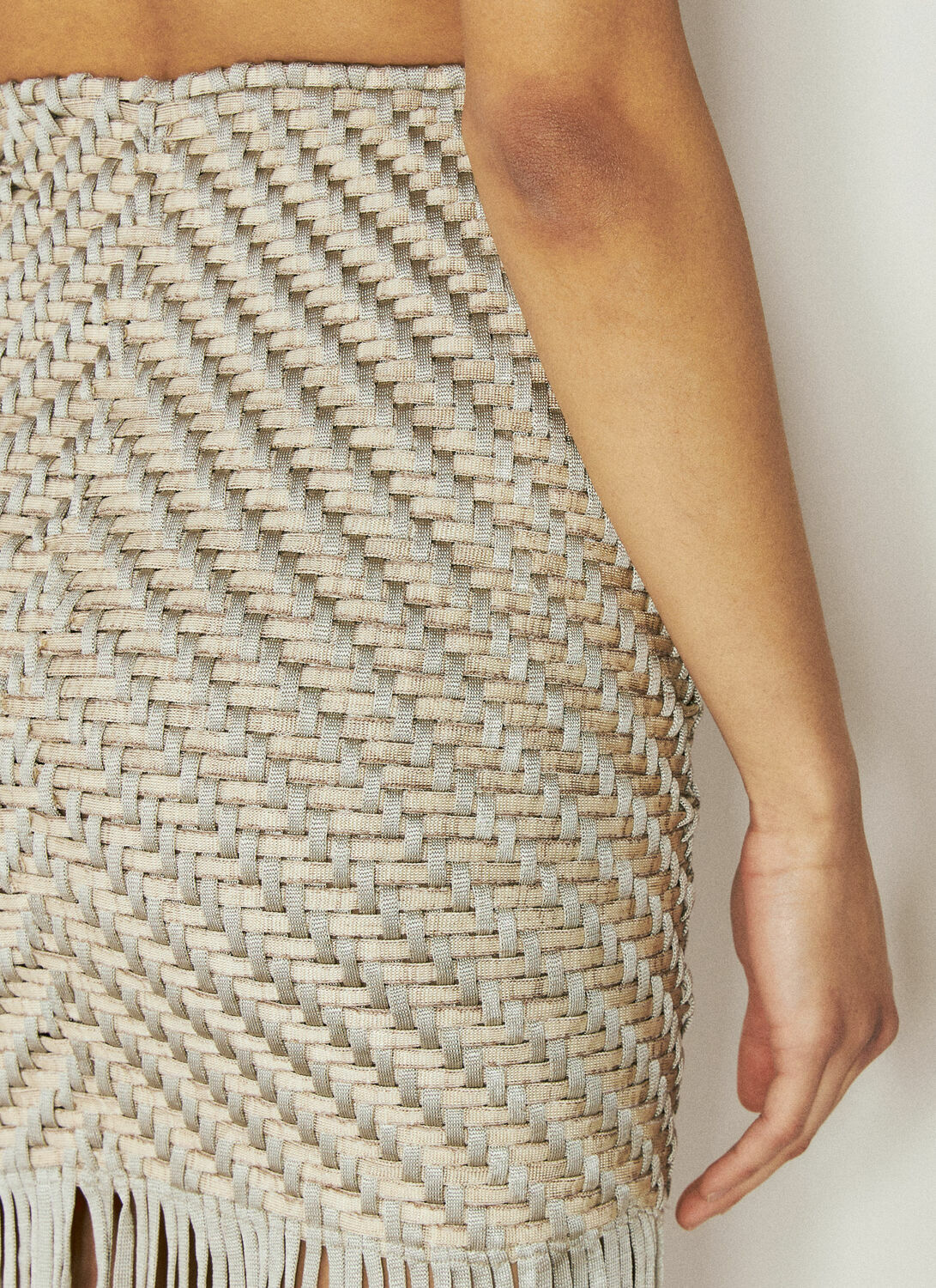 Isa Boulder Chevron-Weave Mini Skirt