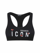 DSQUARED2 - Icon Heart Print Cotton Jersey Bra Top