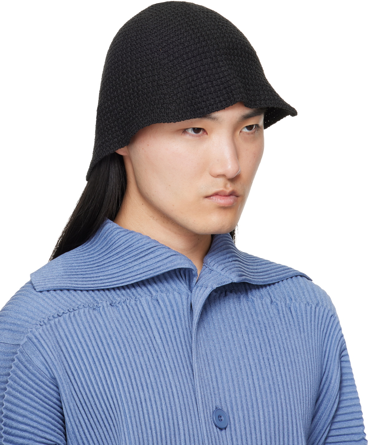 HOMME PLISSÉ ISSEY MIYAKE Black Crochet Hat