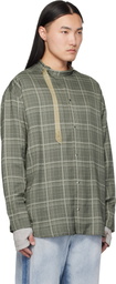 Diesel Gray Check-Satin Biker Details Shirt