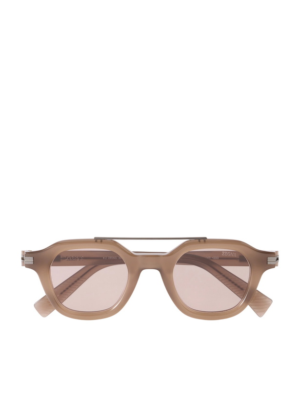 Photo: Zegna - Aviator-Style Acetate Sunglasses - Brown