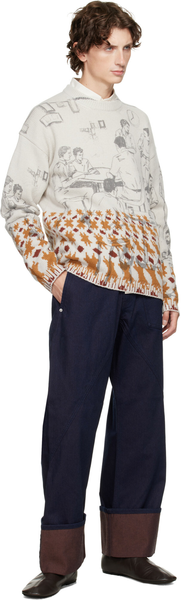 JW Anderson Gray Print Jacquard Sweater