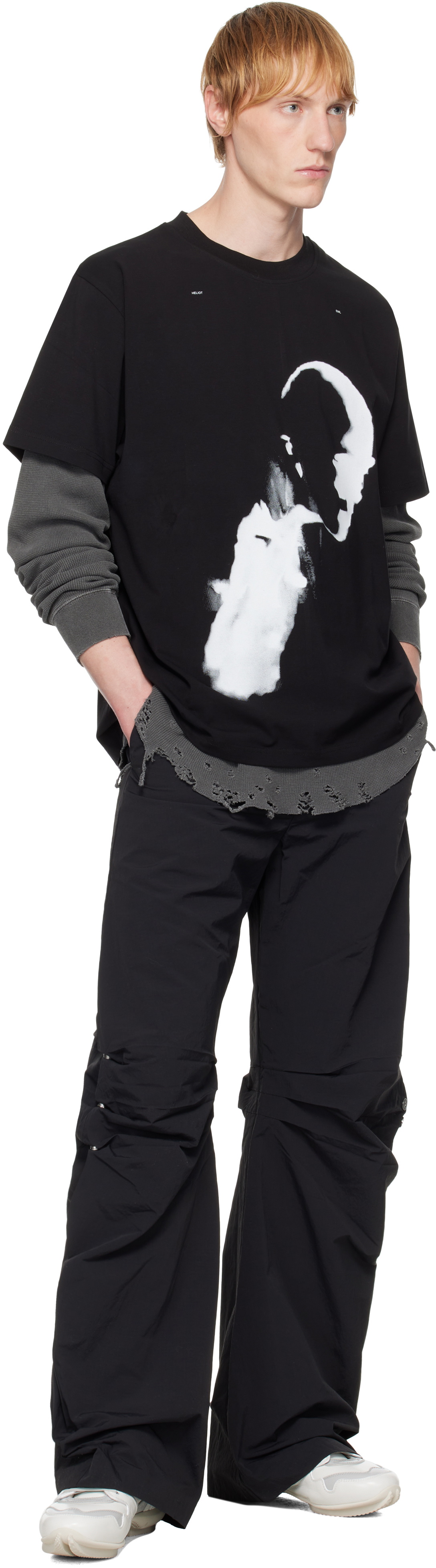 HELIOT EMIL Black AI Generated Print T-shirt