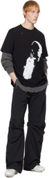 HELIOT EMIL Black AI Generated Print T-shirt
