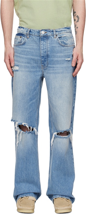 Photo: FRAME Blue Extra Wide-Leg Jeans