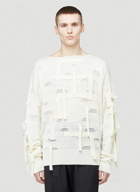 Deconstructed Knit Jumper in White