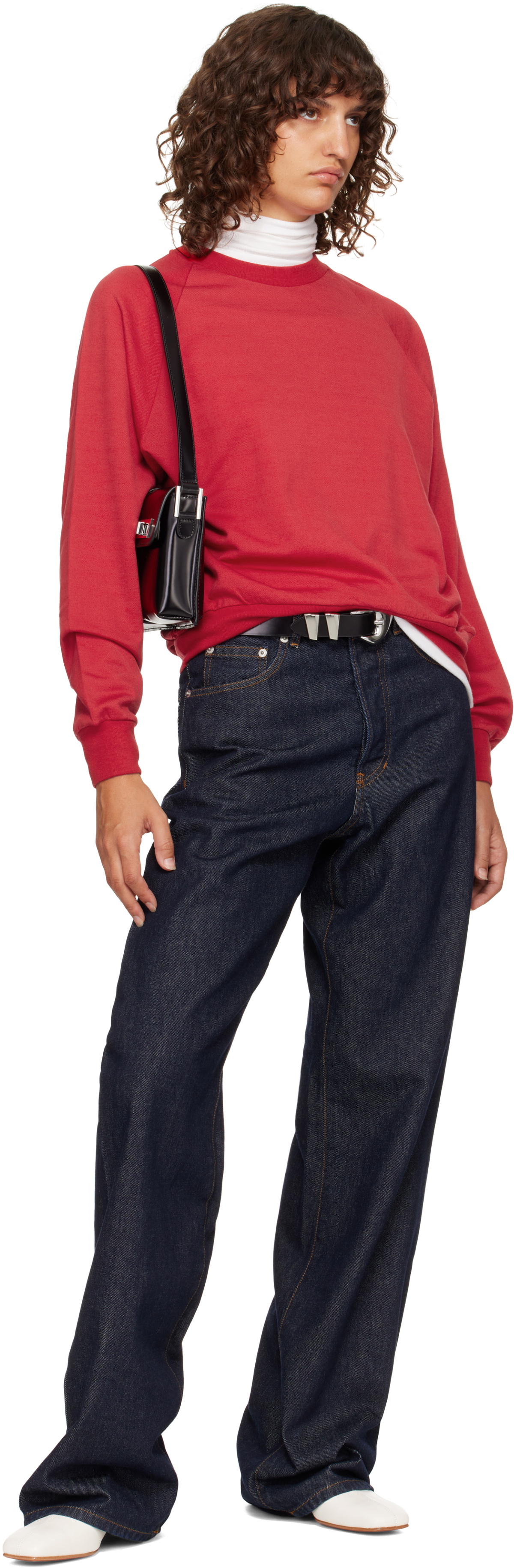 BY FAR Black Billy Semi Patent Leather Shoulder Bag