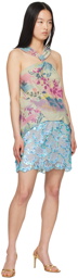 Anna Sui Blue Sequinned Miniskirt