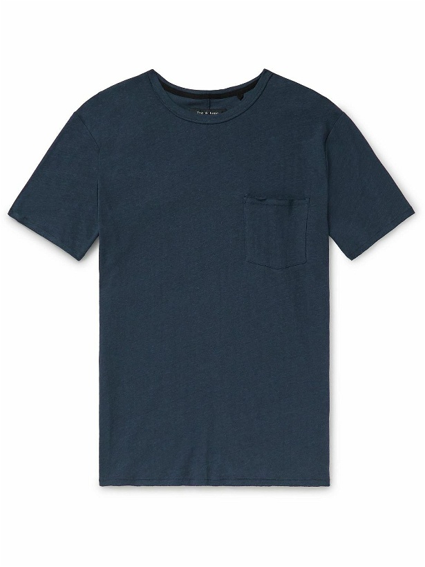 Photo: Rag & Bone - Miles Linen and Cotton-Blend Jersey T-Shirt - Blue