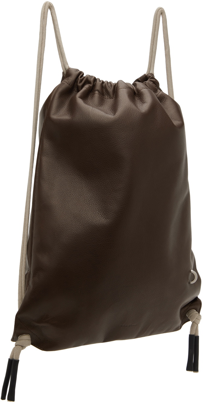 Rick Owens Brown Drawstring Backpack