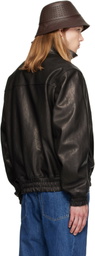 Valentino Black High Neck Leather Jacket