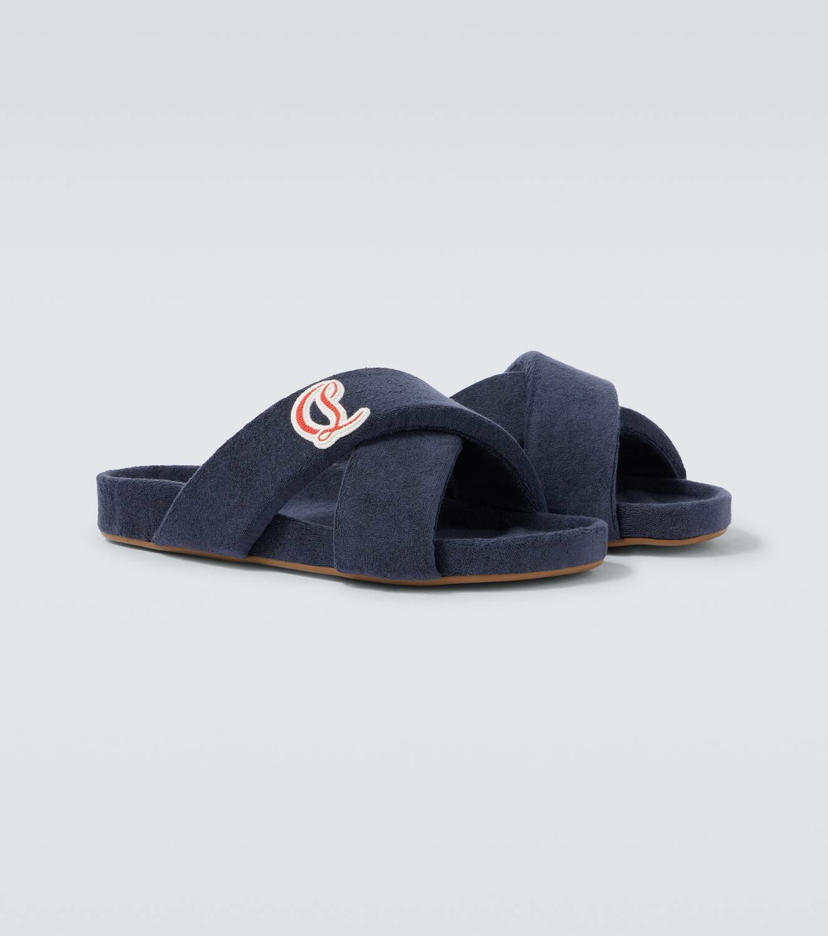 Christian Louboutin Bizzu embroidered logo slides