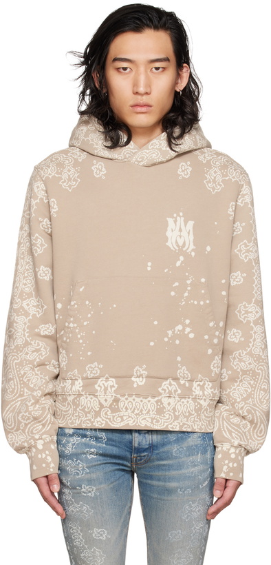 Photo: AMIRI Taupe Bandana Bleach All Over Hoodie