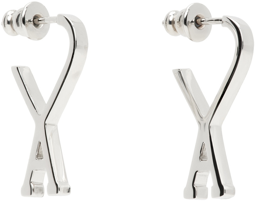 AMI Paris Silver Small Ami de Cœur Earrings
