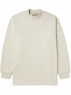 FEAR OF GOD ESSENTIALS - Logo-Flocked Cotton-Blend Jersey Mock-Neck Sweatshirt - Neutrals