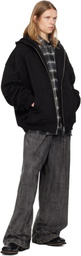 Juun.J Black Double Layered Zip-Up Hoodie