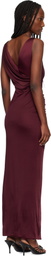 Versace Burgundy Viscose-Jersey Draped Maxi Dress