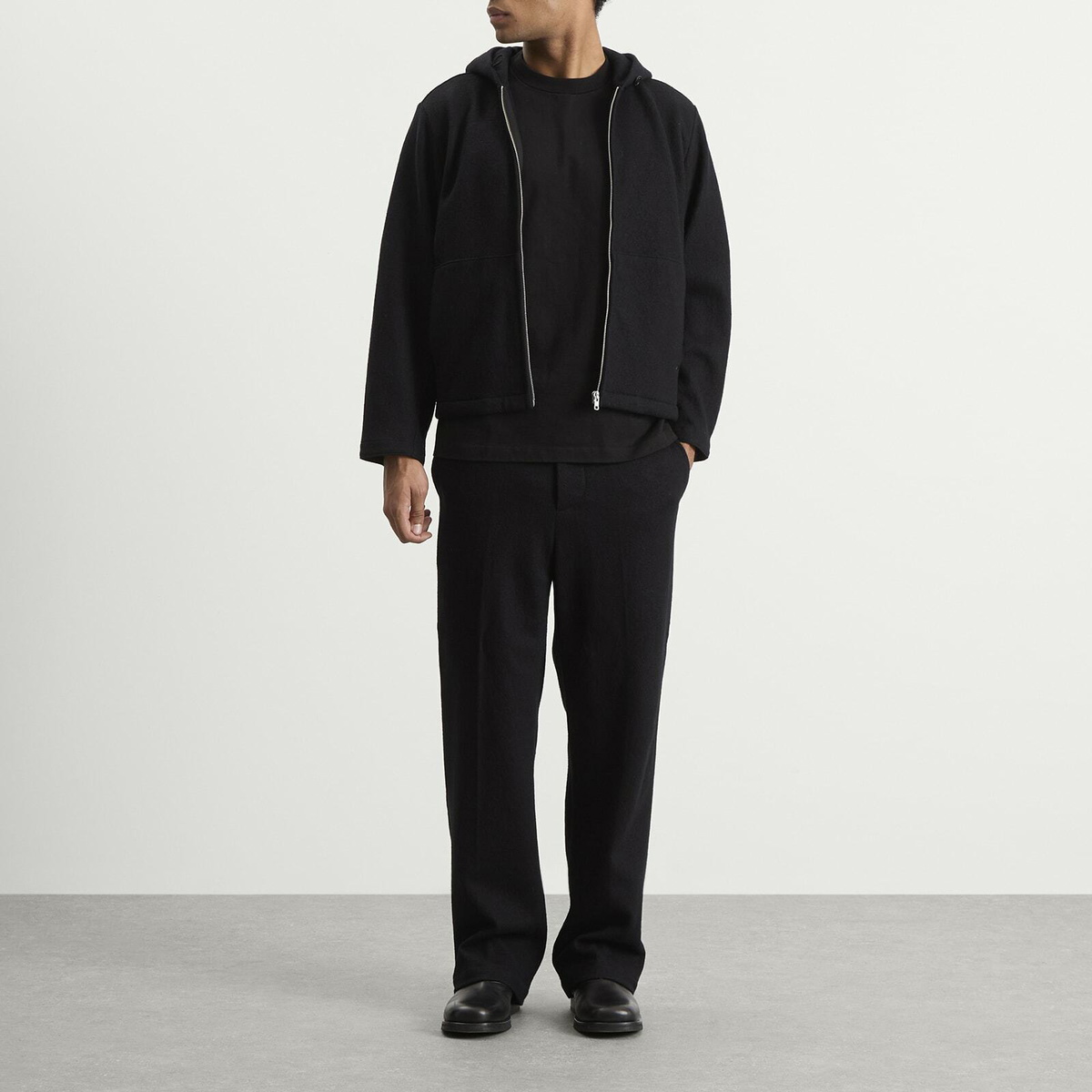 Lady White Co. Men's Wool Zip Hoodie in Black