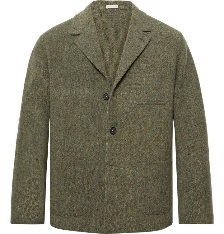 Photo: Massimo Alba - Army-Green Unstructured Wool-Tweed Blazer - Army green
