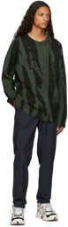 Kenzo Green Pleat Camo Sweater