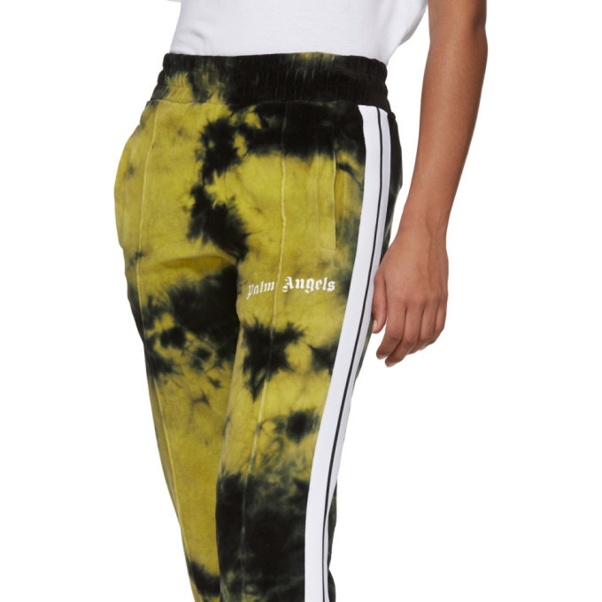 Palm Angels Black and Yellow Chenille Tie-Dye Track Pants