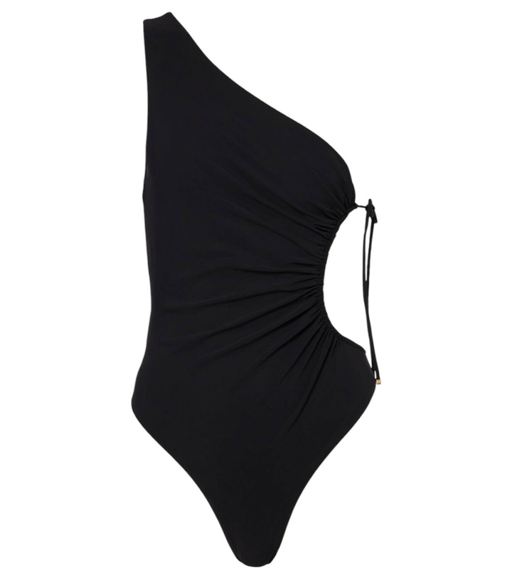 Photo: Saint Laurent Gathered one-shoulder swimsuit