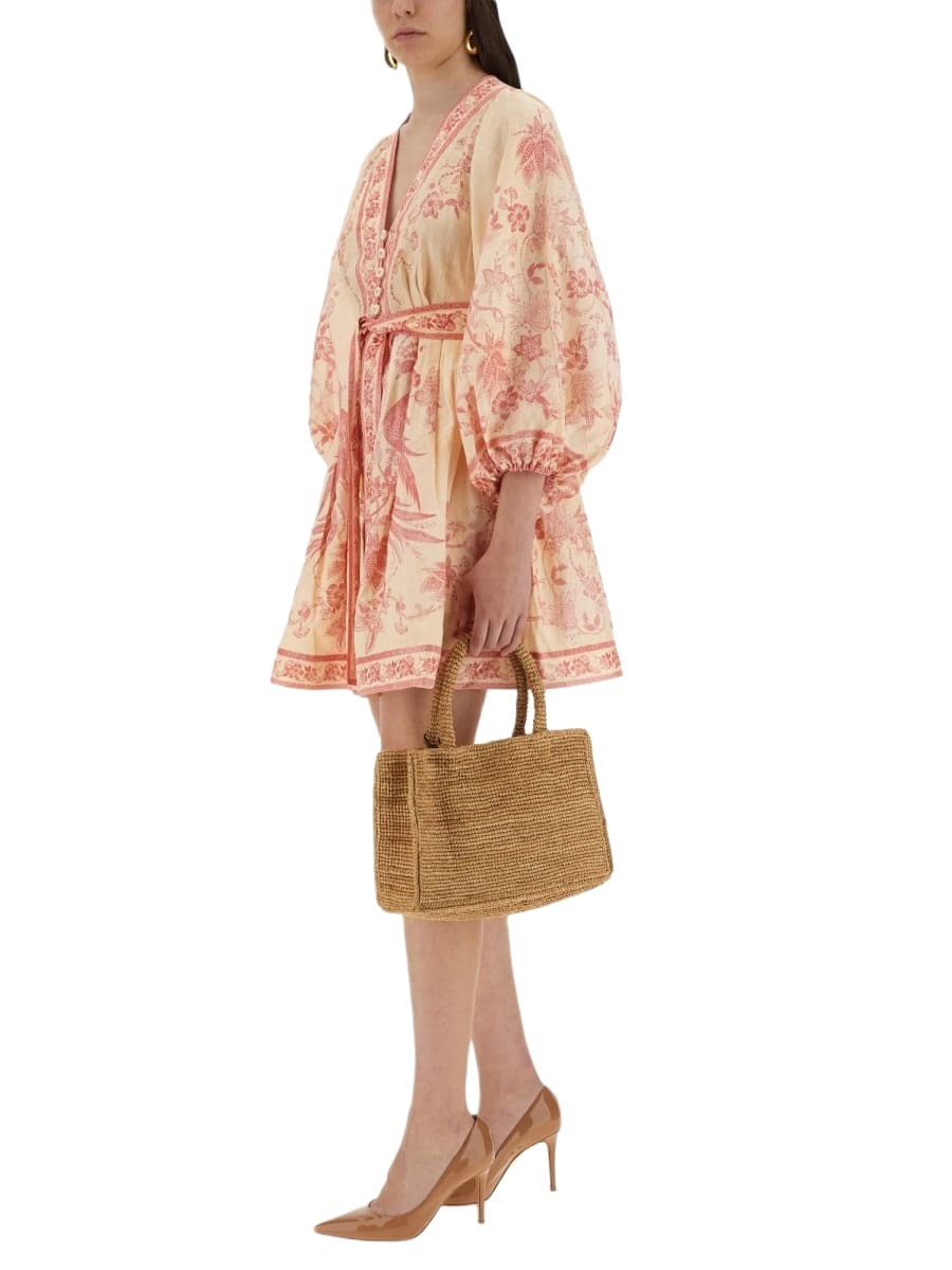 zimmermann lucky embroidered mini dress Zimmermann Oversize Dress With Floral Motif, Women's, Cream