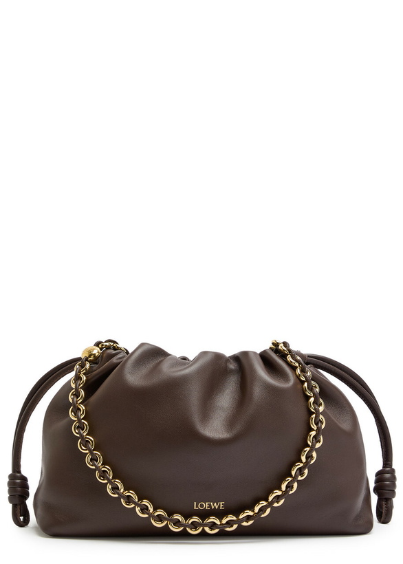 Photo: Loewe Flamenco Medium Leather Clutch - Dark Brown - One Size