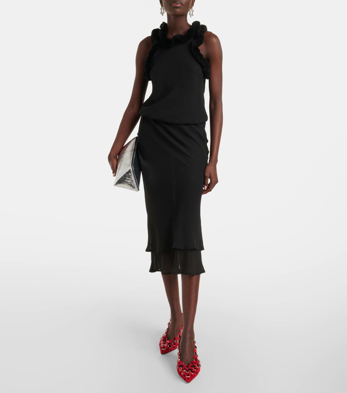 アティコ The Attico Midi Dress THE ATTICO Asymmetric embellished jersey midi dress | NET-A