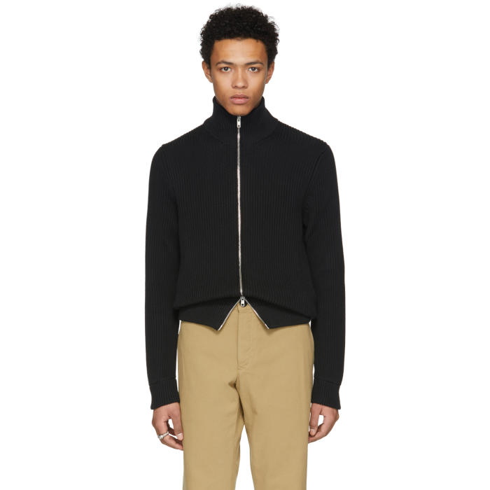 Photo: Maison Margiela Black High-Neck Zip Sweater 