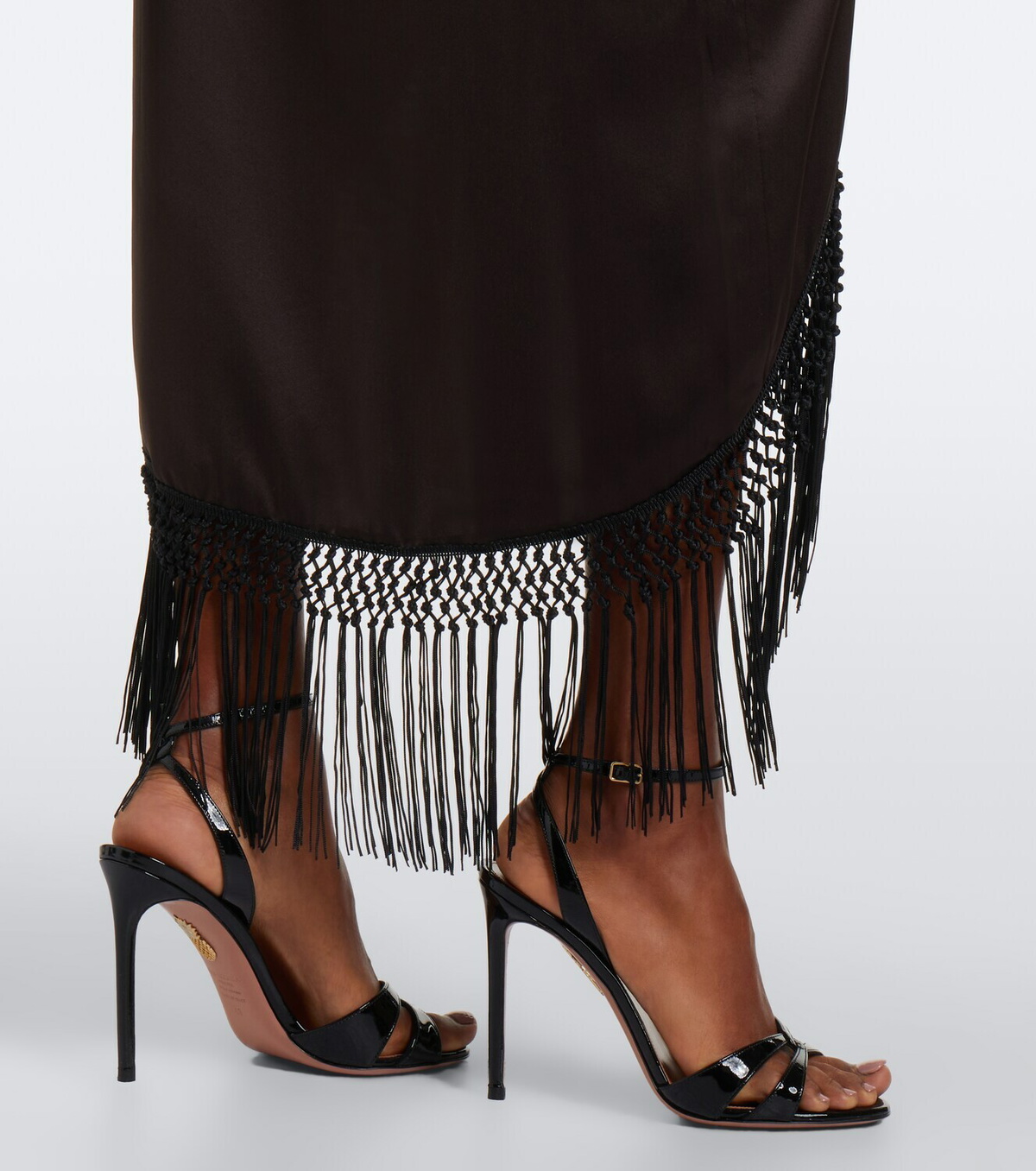 SIR Lula fringed asymmetric silk maxi dress